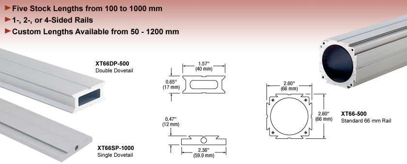 XT66 66 mm Optical Construction Rails