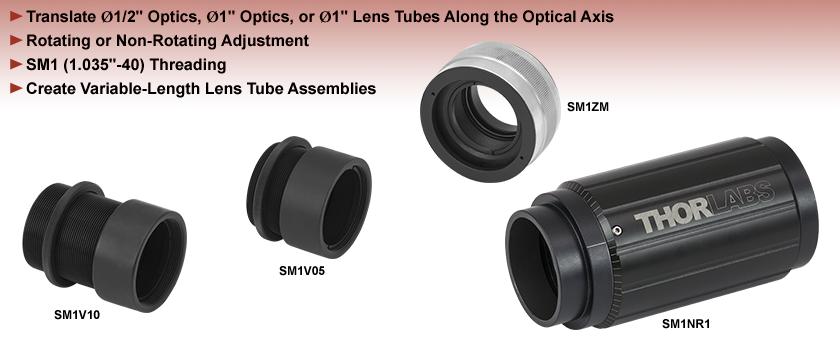 Adjustable Lens Tubes, SM1 Compatible