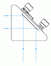 Light path through the KCB1 right angle kinematic cage mount. KCB1