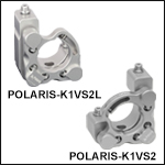 Polaris<sup>®</sup> Ø1in Kinematic Mirror Mounts, 2 Vertical-Drive Adjusters, Monolithic Optic Retention