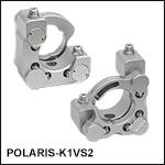 Polaris<sup>®</sup> Ø1" Kinematic Mirror Mount, 2 Vertical-Drive Adjusters, Monolithic Optic Retention