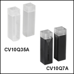 UV Fused Quartz Cuvettes with Airtight Stoppers, 2 Polished Sides