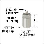 Ø1/2in (Ø12.7 mm) Optical Posts with Hex Tops