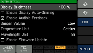 System Settings Screen