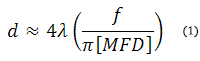 beam diameter formula