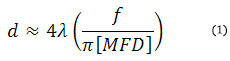 beam diameter formula