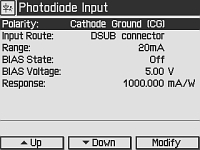 Photodiode Input Screen