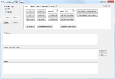 Screen Capture of the Remote Control Tool Software