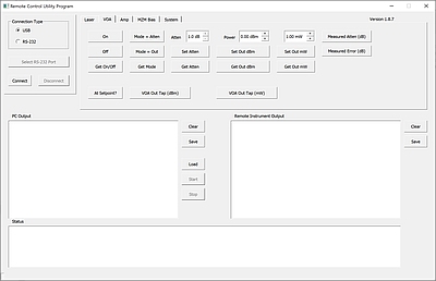 Screen Capture of the Remote Control Tool Software