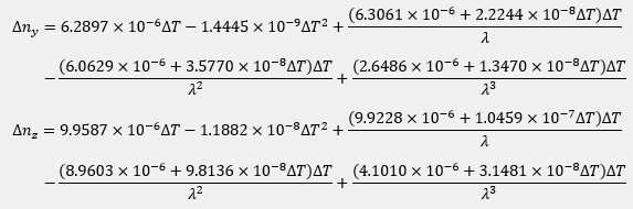 Temperature Dependence of Refractive Indices