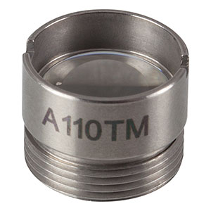 A110TM - f = 6.24 mm, NA = 0.40, WD = 2.39 mm, Mounted Rochester Aspheric Lens, Uncoated