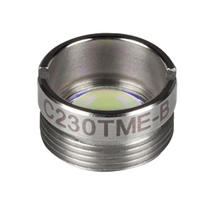 C230TME-B - f = 4.51 mm, NA = 0.55, Mounted Geltech Aspheric Lens, AR: 600-1050 nm