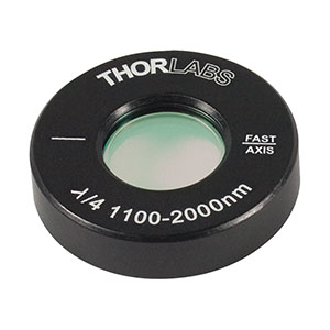 AQWP05M-1600 - Ø1/2in Mounted Quartz Zero-Order Achromatic Quarter-Wave Plate, Ø1in Mount, 1100 - 2000 nm