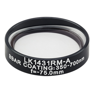 LK1431RM-A - f=-75.0 mm, Ø1in, N-BK7 Mounted Plano-Concave Round Cyl Lens, ARC: 350 - 700 nm