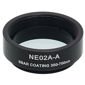 NE02A-A - Ø25 mm Absorptive Neutral Density Filter, SM1-Threaded Mount, ARC: 350 - 700 nm, OD: 0.2