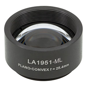 LA1951-ML - Ø1in N-BK7 Plano-Convex Lens, SM1-Threaded Mount, f = 25.4 mm, Uncoated