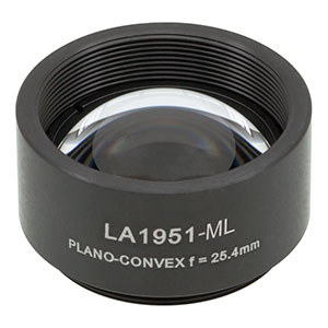 LA1951-ML - Ø1in N-BK7 Plano-Convex Lens, SM1-Threaded Mount, f = 25.4 mm, Uncoated