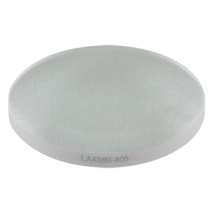 LA4380-405 - f = 100 mm, Ø1in UVFS Plano-Convex Lens, 405 nm V-Coat
