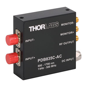 PDB835C-AC - Fixed Gain Balanced Amp. Photodetector, 500 MHz, InGaAs, 800 - 1700 nm, AC Coupled