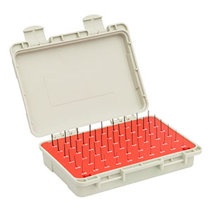 PGKM1/M - 0.20 mm to 1.28 mm Pin Gage Kit, 0.02 mm Increments, 55 Pins, Minus Tolerance