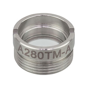 A280TM-A - f = 18.40 mm, NA = 0.15, Mounted Aspheric Lens, ARC: 350 - 700 nm