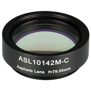 ASL10142M-C - Ø1in Aspheric Lens, SM1 Mounted, f = 79.0 mm, NA = 0.143, AR Coated: 1050 - 1700 nm