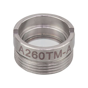 A260TM-A - f = 15.29 mm, NA = 0.16, Mounted Asphere, ARC: 350 - 700 nm
