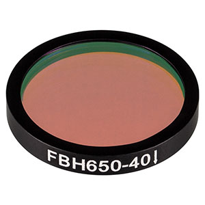 FBH650-40 - Premium Bandpass Filter, Ø25 mm, CWL = 650 nm, FWHM = 40 nm