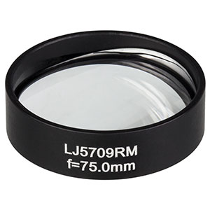 LJ5709RM - Ø1in Mounted Plano-Convex CaF₂ Cylindrical Lens, f = 75.0 mm, Uncoated