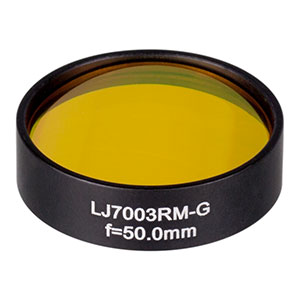 LJ7003RM-G - f = 50.0 mm, Ø1in, ZnSe Mounted Plano-Convex Round Cyl Lens, ARC: 7 - 12 µm