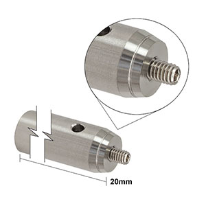 TR20V/M - Ø12.7 mm Vacuum-Compatible Optical Post, M4 Setscrew, M6 Tap, L = 20 mm