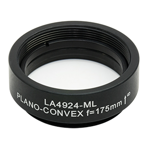 LA4924-ML - Ø1in UVFS Plano-Convex Lens, SM1-Threaded Mount, f = 175.0 mm, Uncoated