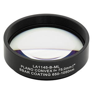 LA1145-B-ML - Ø2in N-BK7 Plano-Convex Lens, SM2-Threaded Mount, f = 75 mm, ARC: 650-1050 nm