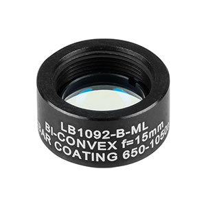 LB1092-B-ML - Mounted N-BK7 Bi-Convex Lens, Ø1/2in, f = 15.0 mm, ARC: 650 - 1050 nm