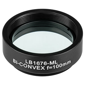 LB1676-ML - Mounted N-BK7 Bi-Convex Lens, Ø1in, f = 100.0 mm, Uncoated
