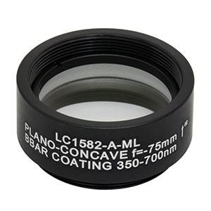 LC1582-A-ML - Ø1in N-BK7 Plano-Concave Lens, SM1-Threaded Mount, f = -75 mm, ARC: 350-700 nm