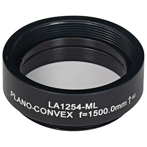 LA1254-ML - Ø1in N-BK7 Plano-Convex Lens, SM1-Threaded Mount, f = 1500 mm, Uncoated