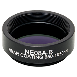 NE08A-B - Ø25 mm Absorptive Neutral Density Filter, ARC: 650 - 1050 nm, SM1-Threaded Mount, OD: 0.8