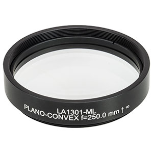 LA1301-ML - Ø2in N-BK7 Plano-Convex Lens, SM2-Threaded Mount, f = 250 mm, Uncoated
