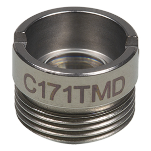 C171TMD - f= 6.2 mm, NA = 0.3, WD = 2.8 mm, Mounted Aspheric Lens, Uncoated
