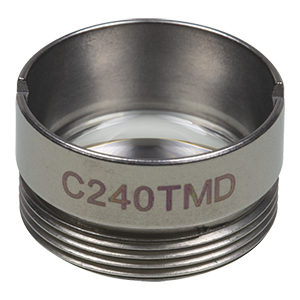 C240TMD - f= 8.0 mm, NA = 0.5, WD = 3.8 mm, Mounted Aspheric Lens, Uncoated