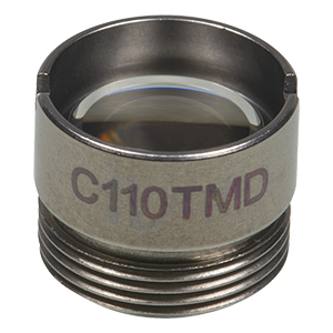 C110TMD - f= 6.2 mm, NA = 0.4, WD = 1.6 mm, Mounted Aspheric Lens, Uncoated