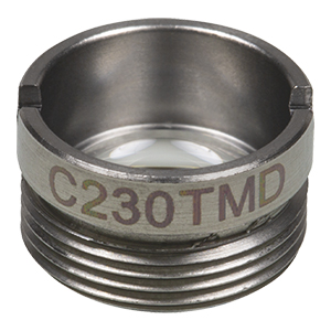 C230TMD - f= 4.5 mm, NA = 0.6, WD = 2.4 mm, Mounted Aspheric Lens, Uncoated
