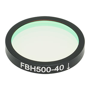 FBH500-40 - Premium Bandpass Filter, Ø25 mm, CWL = 500 nm, FWHM = 40 nm
