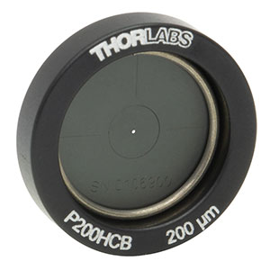 P200HCB - Ø1/2in Mounted Pinhole, 200 ± 6 µm Pinhole Diameter, Gold-Plated Copper