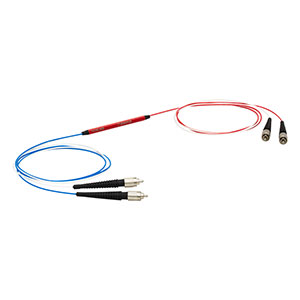 TT300R2F2B - 2x2 Multimode Fiber Optic Coupler, Low OH, Ø300 µm Core, 0.39 NA, 90:10 Split, FC/PC