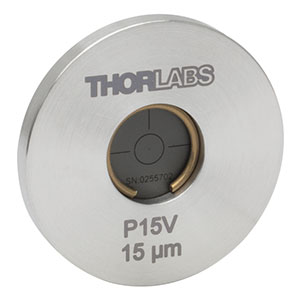 P15V - Ø1in Mounted Pinhole, 15 ± 1.5 µm Pinhole Diameter, Stainless Steel, Vacuum Compatible
