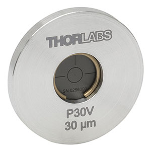 P30V - Ø1in Mounted Pinhole, 30 ± 2 µm Pinhole Diameter, Stainless Steel, Vacuum Compatible