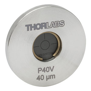 P40V - Ø1in Mounted Pinhole, 40 ± 3 µm Pinhole Diameter, Stainless Steel, Vacuum Compatible