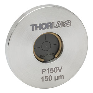 P150V - Ø1in Mounted Pinhole, 150 ± 6 µm Pinhole Diameter, Stainless Steel, Vacuum Compatible